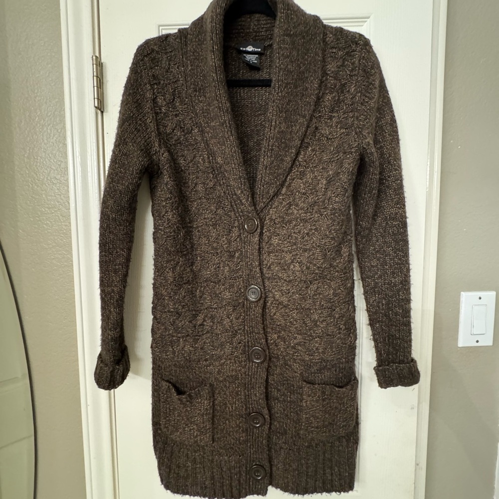 It's Our Time Dark Brown Cable Knit Cardigan